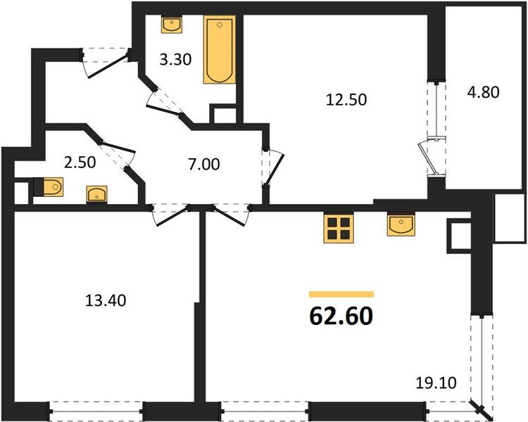 Фото №1: 2-комнатная квартира 62&nbsp;м², 9/16&nbsp;эт. - Краснодар, Прикубанский внутригородской округ, мкр. Парк Победы