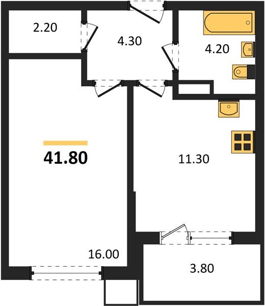 Фото №1: 1-комнатная квартира 41&nbsp;м², 6/16&nbsp;эт. - Краснодар, Прикубанский внутригородской округ, мкр. Парк Победы