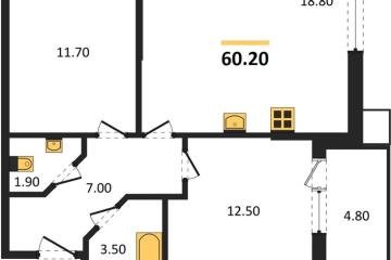 Фото №1: 2-комнатная квартира 60 м², 2/16 эт. - Краснодар, мкр. Парк Победы,
