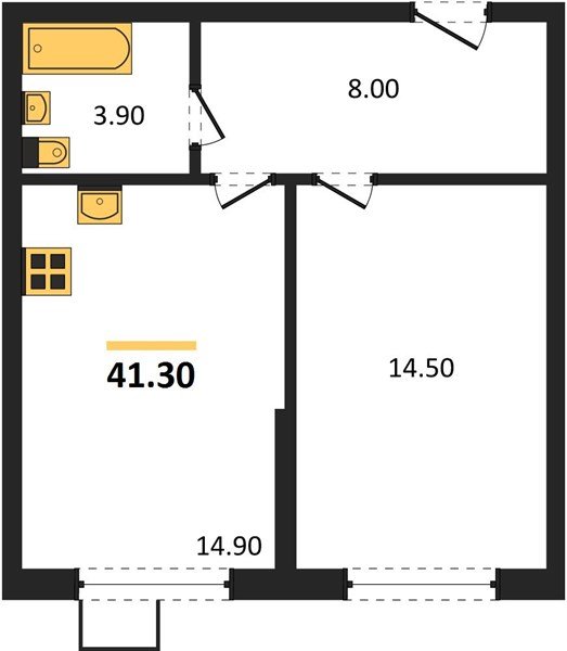 Фото №1: 1-комнатная квартира 41&nbsp;м², 2/16&nbsp;эт. - Краснодар, Прикубанский внутригородской округ, мкр. Парк Победы