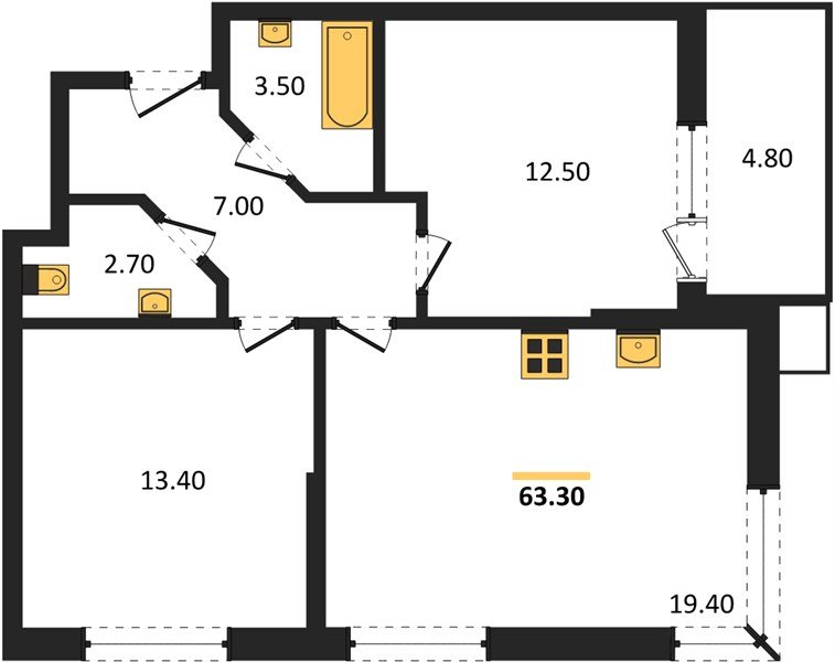 Фото №1: 2-комнатная квартира 63&nbsp;м², 2/16&nbsp;эт. - Краснодар, Прикубанский внутригородской округ, мкр. Парк Победы