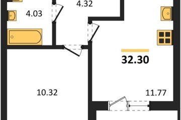 Фото №1: 1-комнатная квартира 32 м², 3/9 эт. - Краснодар, мкр. ЖК Тёплые Края,