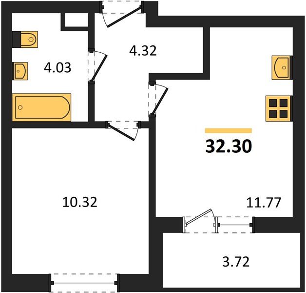 Фото №1: 1-комнатная квартира 32&nbsp;м², 3/9&nbsp;эт. - Краснодар, Прикубанский внутригородской округ, мкр. ЖК Тёплые Края