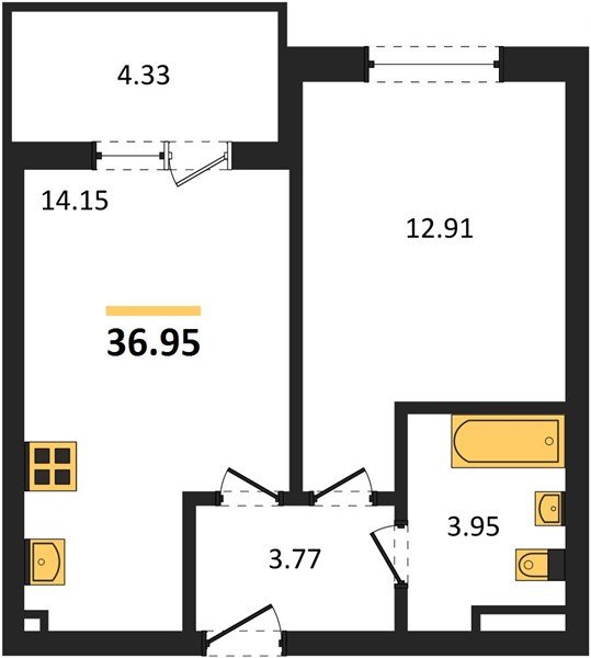 Фото №1: 1-комнатная квартира 36&nbsp;м², 13/18&nbsp;эт. - Краснодар, Прикубанский внутригородской округ, мкр. ЖК Тёплые Края