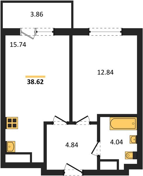 Фото №1: 1-комнатная квартира 38&nbsp;м², 12/18&nbsp;эт. - Краснодар, Прикубанский внутригородской округ, мкр. ЖК Тёплые Края