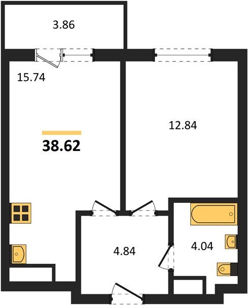 Фото №1: 1-комнатная квартира 38&nbsp;м², 17/18&nbsp;эт. - Краснодар, Прикубанский внутригородской округ, мкр. ЖК Тёплые Края