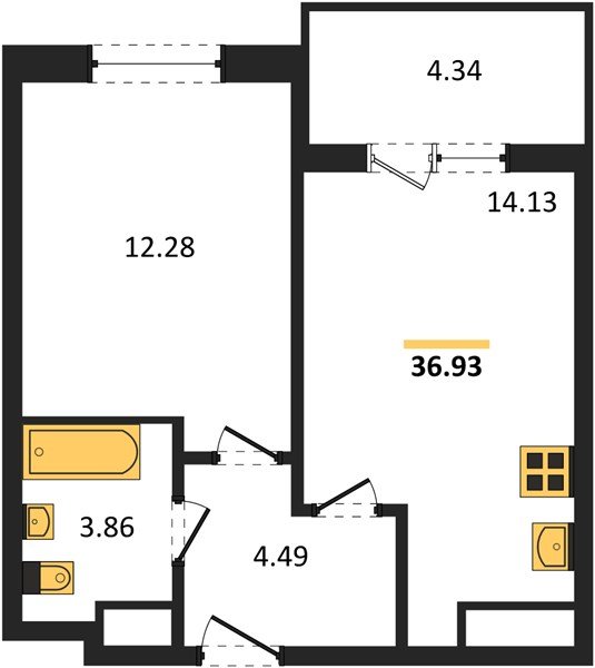 Фото №1: 1-комнатная квартира 36&nbsp;м², 11/18&nbsp;эт. - Краснодар, Прикубанский внутригородской округ, мкр. ЖК Тёплые Края