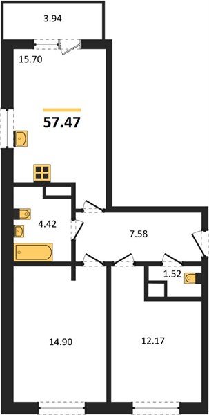 Фото №1: 2-комнатная квартира 57&nbsp;м², 9/18&nbsp;эт. - Краснодар, Прикубанский внутригородской округ, мкр. ЖК Тёплые Края
