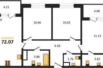 Фото №1: 3-комнатная квартира 72 м², 6/18 эт. - Краснодар, мкр. ЖК Тёплые Края,