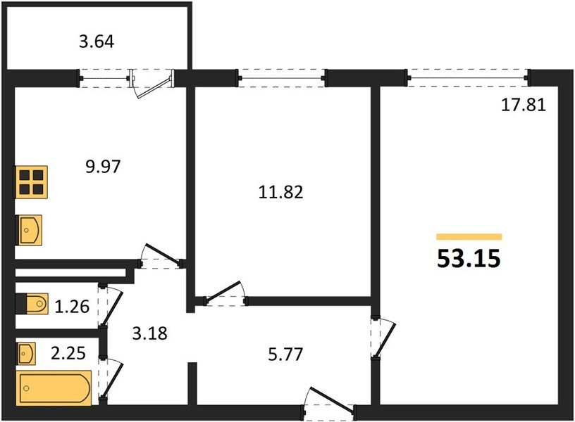 Фото №1: 2-комнатная квартира 53&nbsp;м², 9/9&nbsp;эт. - Кропоткин, 1-й, мкр. жилой комплекс Романовский