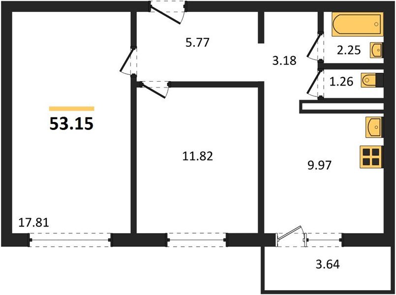 Фото №1: 2-комнатная квартира 53&nbsp;м², 8/9&nbsp;эт. - Кропоткин, 1-й, мкр. жилой комплекс Романовский