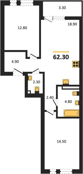 Фото №1: 2-комнатная квартира 62&nbsp;м², 3/18&nbsp;эт. - Краснодар, Прикубанский внутригородской округ, мкр. культурный квартал Эрмитаж, ул. им. Мурата Ахеджака, 26