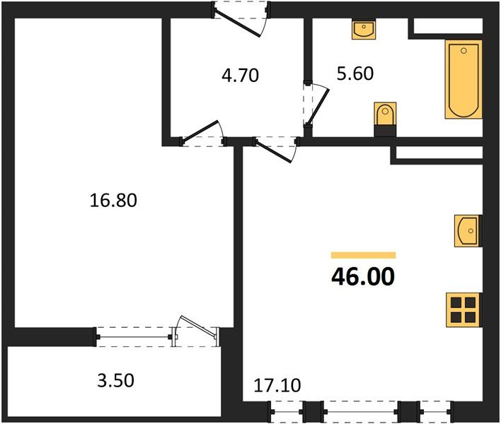 Фото №1: 1-комнатная квартира 46&nbsp;м², 3/18&nbsp;эт. - Краснодар, Прикубанский внутригородской округ, мкр. культурный квартал Эрмитаж, ул. им. Мурата Ахеджака, 26