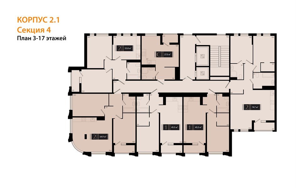 Фото №8: 1-комнатная квартира 45&nbsp;м², 12/18&nbsp;эт. - Краснодар, Прикубанский внутригородской округ, мкр. культурный квартал Эрмитаж, ул. им. Мурата Ахеджака, 26