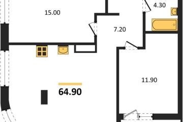 Фото №1: 2-комнатная квартира 64&nbsp;м², 4/18&nbsp;эт. - Краснодар, мкр. культурный квартал Эрмитаж, ул. им. Мурата Ахеджака, 26