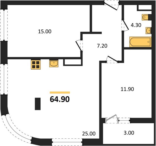 Фото №1: 2-комнатная квартира 64&nbsp;м², 4/18&nbsp;эт. - Краснодар, Прикубанский внутригородской округ, мкр. культурный квартал Эрмитаж, ул. им. Мурата Ахеджака, 26