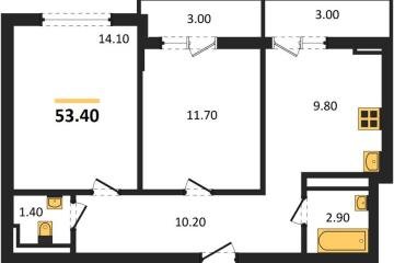 Фото №1: 2-комнатная квартира 53 м², 10/18 эт. - Краснодар, мкр. ЖК Парк у Дома, ул. Героев-Разведчиков, 11