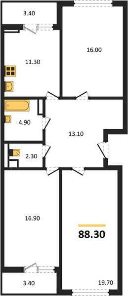 Фото №1: 3-комнатная квартира 88&nbsp;м², 16/18&nbsp;эт. - Краснодар, Прикубанский внутригородской округ, ЖК Бауинвест, мкр. ЖК Парк у Дома, ул. Героев-Разведчиков, 11
