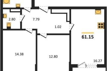 Фото №1: 2-комнатная квартира 61&nbsp;м², 5/9&nbsp;эт. - Краснодар, мкр. жилой комплекс Друзья, ул. имени Генерала Брусилова, 28к4