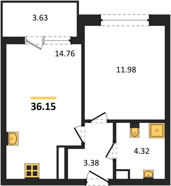 Фото №1: 1-комнатная квартира 36&nbsp;м², 6/9&nbsp;эт. - Краснодар, Прикубанский внутригородской округ, мкр. жилой комплекс Друзья, ул. имени Генерала Брусилова, 28к4