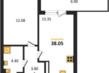 Фото №1: 1-комнатная квартира 38 м², 8/9 эт. - Краснодар, мкр. жилой комплекс Друзья, ул. имени Генерала Брусилова, 28к4