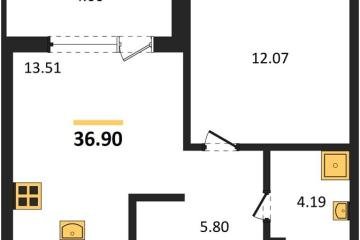 Фото №1: 1-комнатная квартира 36 м², 9/9 эт. - Краснодар, мкр. жилой комплекс Друзья, ул. имени Генерала Брусилова, 28к4