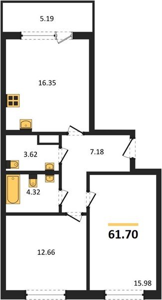 Фото №1: 2-комнатная квартира 61&nbsp;м², 2/9&nbsp;эт. - Краснодар, Прикубанский внутригородской округ, мкр. жилой комплекс Друзья, ул. имени Генерала Брусилова, 28к4
