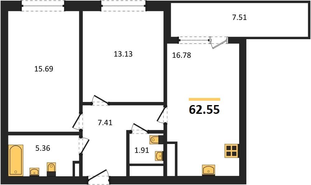 Фото №1: 2-комнатная квартира 62&nbsp;м², 2/9&nbsp;эт. - Краснодар, Прикубанский внутригородской округ, мкр. жилой комплекс Друзья, ул. имени Генерала Брусилова, 28к4