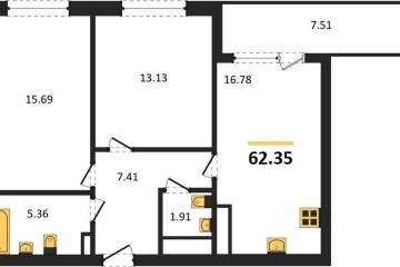 Фото №1: 2-комнатная квартира 62 м², 8/9 эт. - Краснодар, мкр. жилой комплекс Друзья, ул. имени Генерала Брусилова, 28к4