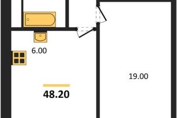 Фото №1: 1-комнатная квартира 48 м², 6/17 эт. - Яблоновский, мкр. ЖК Грин Эппл,