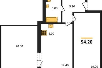 Фото №1: 1-комнатная квартира 54 м², 15/17 эт. - Яблоновский, мкр. ЖК Грин Эппл,