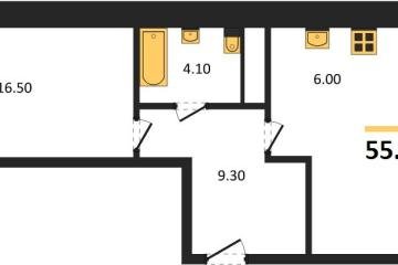 Фото №1: 1-комнатная квартира 55 м², 3/17 эт. - Яблоновский, мкр. ЖК Грин Эппл,