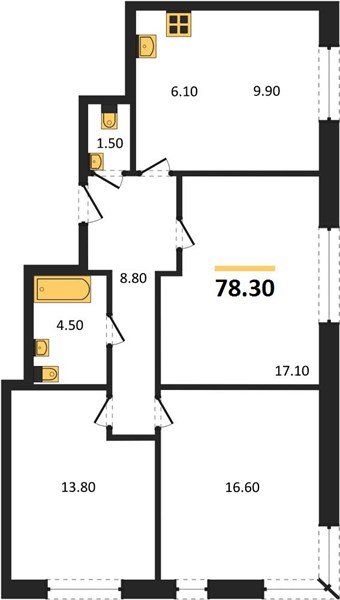 Фото №1: 3-комнатная квартира 78&nbsp;м², 11/17&nbsp;эт. - Яблоновский, мкр. ЖК Грин Эппл
