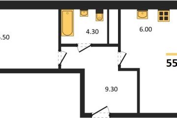 Фото №1: 1-комнатная квартира 55 м², 17/17 эт. - Яблоновский, мкр. ЖК Грин Эппл,