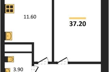 Фото №1: 1-комнатная квартира 37 м², 6/17 эт. - Яблоновский, мкр. ЖК Грин Эппл,