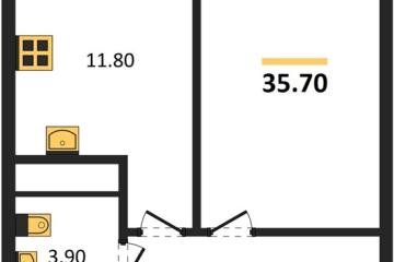Фото №1: 1-комнатная квартира 35 м², 5/17 эт. - Яблоновский, мкр. ЖК Грин Эппл,