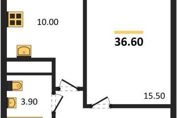 Фото №1: 1-комнатная квартира 36 м², 6/17 эт. - Яблоновский, мкр. ЖК Грин Эппл,