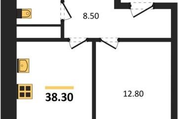 Фото №1: 1-комнатная квартира 38 м², 9/17 эт. - Яблоновский, мкр. ЖК Грин Эппл,