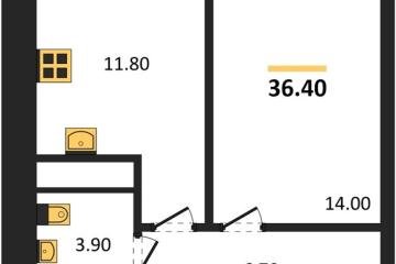 Фото №1: 1-комнатная квартира 36 м², 6/17 эт. - Яблоновский, мкр. ЖК Грин Эппл,