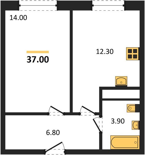 Фото №1: 1-комнатная квартира 37&nbsp;м², 5/17&nbsp;эт. - Яблоновский, мкр. ЖК Грин Эппл