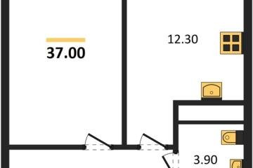 Фото №1: 1-комнатная квартира 37 м², 9/17 эт. - Яблоновский, мкр. ЖК Грин Эппл,