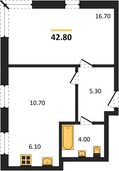 Фото №1: 1-комнатная квартира 42&nbsp;м², 11/17&nbsp;эт. - Яблоновский, мкр. ЖК Грин Эппл