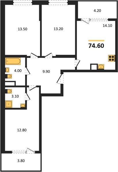 Фото №1: 3-комнатная квартира 78&nbsp;м², 5/18&nbsp;эт. - Краснодар, Карасунский внутригородской округ, мкр. ЖК Первое Место