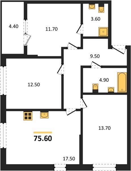 Фото №1: 3-комнатная квартира 77&nbsp;м², 2/18&nbsp;эт. - Краснодар, Карасунский внутригородской округ, мкр. ЖК Первое Место