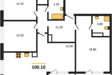 Фото №1: 3-комнатная квартира 104 м², 9/18 эт. - Краснодар, мкр. ЖК Первое Место,