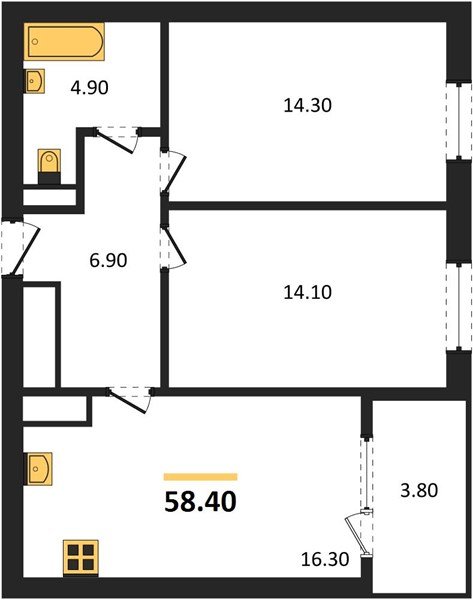 Фото №1: 2-комнатная квартира 60&nbsp;м², 18/18&nbsp;эт. - Краснодар, Карасунский внутригородской округ, мкр. ЖК Первое Место