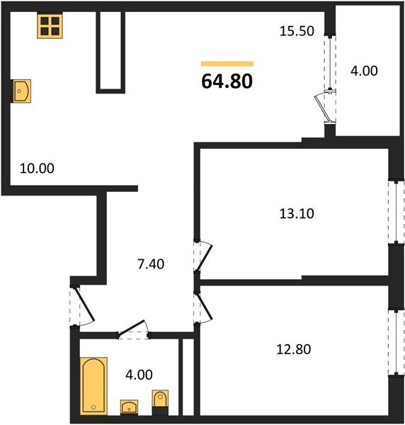Фото №1: 2-комнатная квартира 66&nbsp;м², 18/18&nbsp;эт. - Краснодар, Карасунский внутригородской округ, мкр. ЖК Первое Место