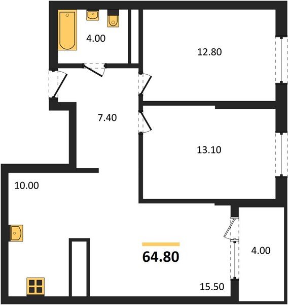 Фото №1: 2-комнатная квартира 66&nbsp;м², 18/18&nbsp;эт. - Краснодар, Карасунский внутригородской округ, мкр. ЖК Первое Место