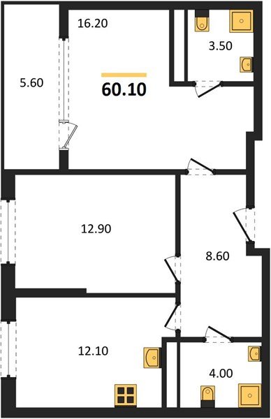 Фото №1: 2-комнатная квартира 62&nbsp;м², 18/18&nbsp;эт. - Краснодар, Карасунский внутригородской округ, мкр. ЖК Первое Место