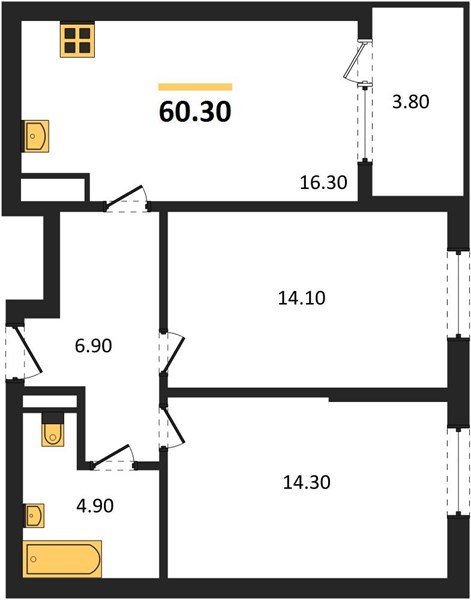Фото №1: 2-комнатная квартира 60&nbsp;м², 6/18&nbsp;эт. - Краснодар, Карасунский внутригородской округ, мкр. ЖК Первое Место